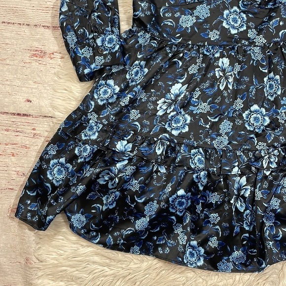 NWT NSR Navy Blue Floral Print Mila Tiered Ruffle Mini Dress - Picture 4 of 11